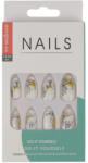  Set 12 Unghii False Premium, 23 White Flowers