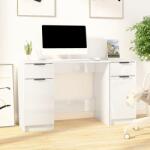 vidaXL Birou cu dulap lateral, alb extralucios, lemn prelucrat (3115912)
