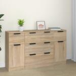 vidaXL Set servantă, 3 piese, stejar sonoma, lemn prelucrat (3115822) Comoda