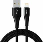 Vipfan A01 USB-A apa - Lightning apa 2.0 Adat és töltő kábel - Fekete (1.2m) (CB-A1LT-BLACK)