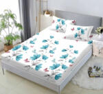Veluxio Home Husa de pat cu elastic alba cu flori bleu 180x200cm D038 (D038)