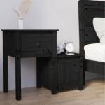 vidaXL Noptieră, negru, 79, 5x38x65, 5 cm, lemn masiv de pin (814547)
