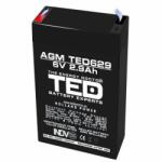 TED Electric Acumulator AGM VRLA 6V 2, 9A dimensiuni 65mm x 33mm x h 99mm F1, TED002877 (TED002877)