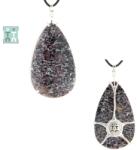  Pandantiv Biotit cu Spinel Rosu Natural Picatura cu Argint 925 - 58x31x8 mm