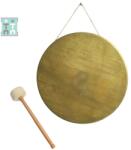  Gong Templu Tibetan din Bronz - 7 Metale - cu Bat - 45x45x3 cm Castron