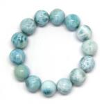  Bratara Milky Larimar Diametru 58 mm din Margele Rotunde - 15 x15 mm