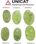  Pandantiv Prehnit Druzy Natural cu Gaura - Oval - 36-45 x 21-30 x 7-12 mm - 1 Buc