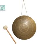  Gong Templu Tibetan din Bronz - 7 Metale - cu Bat - 42x42x1, 5 cm Castron