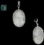  Pandantiv Piatra Lunii Rainbow Natural Oval Fatetat cu Argint 925 - 33x16x9 mm