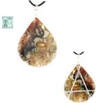  Pandantiv Agata Muschi Natural Picatura cu Argint 925 - 48x31x3 mm