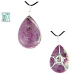  Pandantiv Rubin cu Zoisit Natural Picatura cu Argint 925 - 49x26x13 mm