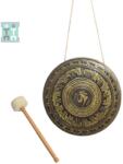  Gong Templu Tibetan din Bronz - 7 Metale - cu Bat - 20-22 x 20-22 x 3 cm Castron