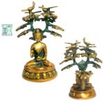  Statueta Buddha cu Pomul Vietii din Bronz 16x12x11 cm