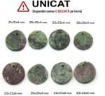  Pandantiv Rubin in Zoisit Druzy Natural cu Gaura - Disc - 20-22 x 20-22 x 4-6 mm - 1 Buc