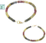 Bratara Safir - Smarald - Rrubin Disc Fatetat 2-3 x 3-4 mm - Diametru 56 mm - Accesorii Gold Filled - Argint 925 - 1 Buc