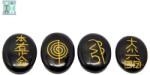  Simboluri Reiki din Onix Negru Natural Oval - 35-38 x 27-29 mm - 1 Set