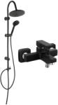 FERRO Pachet Pachet Rondo Black - set bara dus cu suport culisant, dus fix si para dus mobila + Zicco Black - Baterie perete cada dus NP21-BL+BZI1BL