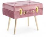 Bizzotto Taburet cu spatiu depozitare tapiterie velur roz cu picioare fier auriu Polina 50 cm x 34 cm x 42 h (0720324) - decorer