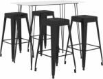 vidaXL Set mobilier de bar, 5 piese, alb și negru (3057401)