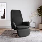vidaXL Scaun de relaxare cu taburet, negru, microfibră (3097869)