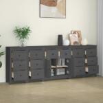 vidaXL Servantă, gri, 230x35x80 cm, lemn masiv de pin (3114091) Comoda
