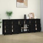 vidaXL Servantă, negru, 230x35x80 cm, lemn masiv de pin (3114093) Comoda