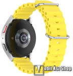  Okosóra szíj - szilikon, cső­szerkezetes kialakítás, rugalmas, csatos - CITROMSÁRGA - 132mm+86mm hosszú, 20mm széles - SAMSUNG Galaxy Watch 42mm / Amazfit GTS / Galaxy Watch3 41mm / HUAWEI Watch GT 2 