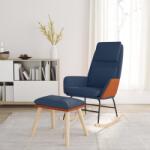 vidaXL Scaun balansoar cu taburet, albastru, textil (3097795) Balansoar
