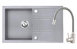 FERRO+EVER Set chiuveta Ferro granit 78x48 GrI cu baterie flexibila Gri ER-YX208G