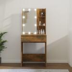 vidaXL Masă de toaletă cu LED, stejar fumuriu, 60x40x140 cm (820442) - comfy