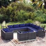 vidaXL Set mobilier de grădină cu perne, 11 piese, gri, poliratan (3102878) - comfy