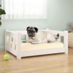 vidaXL Pat pentru câini, alb, 65, 5x50, 5x28 cm, lemn masiv de pin (820188) - comfy