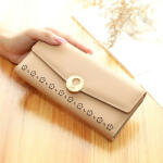  Halvány barna színű nagy méretű női pénztárca virágos mintával (1016. ) (PT19-1479)