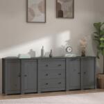 vidaXL Servantă, gri, 230x35x80 cm, lemn masiv de pin (3114076) Comoda