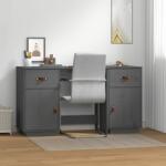 vidaXL Birou cu dulapuri, gri, 135x50x75 cm, lemn masiv de pin (3107846)