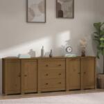 vidaXL Servantă, maro miere, 230x35x80 cm, lemn masiv de pin (3114077) Comoda