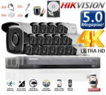 Hikvision Kit complet 16 camere supraveghere exterior 5MP TURBO HD HIKVISION 40 m IR, accesorii +hard 4TB (201801014789) - antivandal