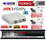 Hikvision Sistem supraveghere video profesional de exterior 2 camere Hikvision Turbo HD 80m IR si 40m IR, DVR 4 canale (201903000187) - antivandal