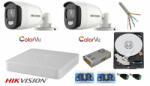 Hikvision Sistem supraveghere Hikvision 2 camere 2MP Ultra HD Color VU full time ( color noaptea ) DVR 4 canale, accesorii (201901014712) - antivandal