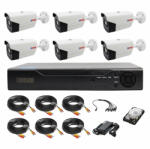 Rovision Sistem supraveghere 6 camere Rovision oem Hikvision 2MP full hd, DVR Pentabrid 5 in 1, 8 canale, accesorii si hard incluse (33147-) - antivandal