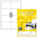 TopStick No. 8739 univerzális 96, 5x67, 7mm méretű, fehér öntapadós etikett címke A4-es íven - 800 címke / doboz - 100 ív / doboz (TopStick 8739)