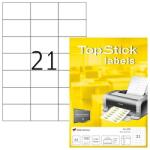 TopStick No. 8708 univerzális 70x42, 3mm méretű, fehér öntapadós etikett címke A4-es íven - 2100 címke / doboz - 100 ív / doboz (TopStick 8708)