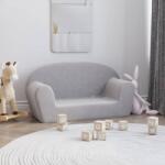 vidaXL Canapea pentru copii cu 2 locuri, gri deschis, pluș moale (341768) Canapea