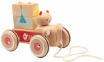 Classic World Mașină de tras Classic world, din lemn, cu ursuleț Coco și cuburi