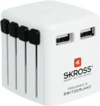 SKROSS WORLD USB Hálózati csatlakozó átalakító, beépített USB töltővel (WORLDUSBCHARGER-N)