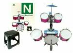 LeanToys Set de tobe muzicale de jucarie pentru copii, cu scaunel, microfon si mixer, roz, LeanToys, 4835 (58571) - babyneeds Instrument muzical de jucarie