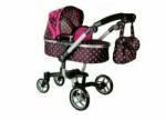 LeanToys Carucior pentru papusi, negru cu buline roz, LeanToys, 5245 (104139) - babyneeds