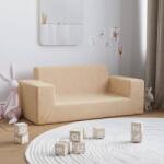 vidaXL Canapea pentru copii cu 2 locuri, crem, pluș moale (341818) Canapea