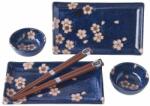 Made in Japan 6 db-os Sushi Szett Navy & Pink Sakura Design (MIJ8594197826977)