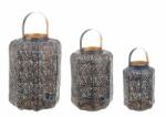 Bizzotto Set 3 felinare metal albastru auriu Kaylie 14.5x23.5 cm, 19.5x31 cm, 26x38.5 cm (0141198)